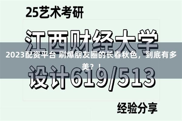 2023配资平台 刷爆朋友圈的长春秋色，到底有多美？！