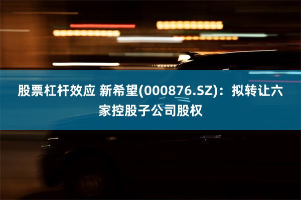 股票杠杆效应 新希望(000876.SZ)：拟转让六家控股子公司股权